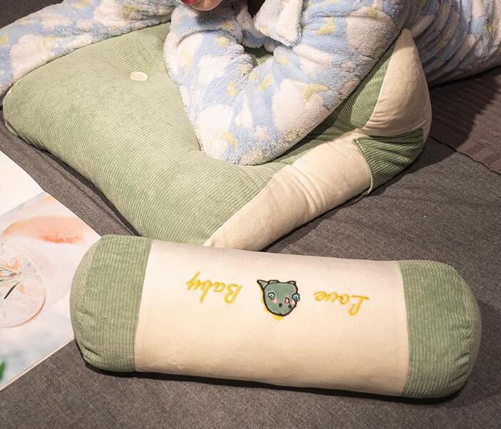 Office Chair Lumbar Pillow Bed Headboard Backrest Lumbar Support Pillow Soft Reading Back Cushion with Small Bolster (Cute Dinosaur, 55×40CM/21.65"×15.7")