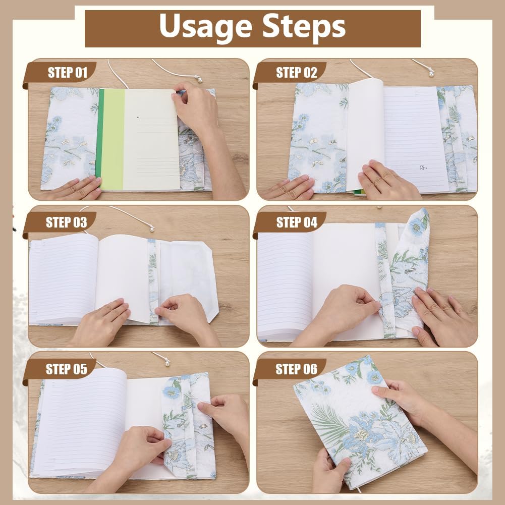 FINGERINSPIRE A5 Cloth Book Covers 8.46x6.37inch Light Blue Flower Pattern Fabric Book Protector Books Sleeves Cloth Books Protector for Notebooks Textbooks Bibles Novels Journals