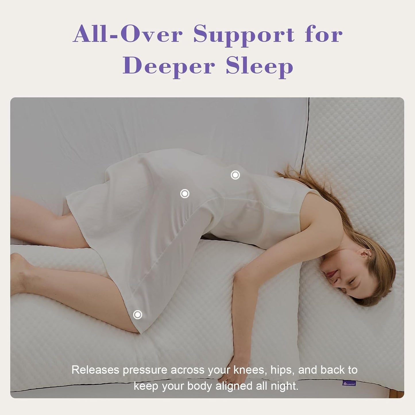 HOMELAB Adjustable Shredded Memory Foam Body Pillow, 20x54 Long Pillow for Back, Shoulder, Hip and Knee Support, Side Sleeper Body Pillow for Adults with Washable Cover