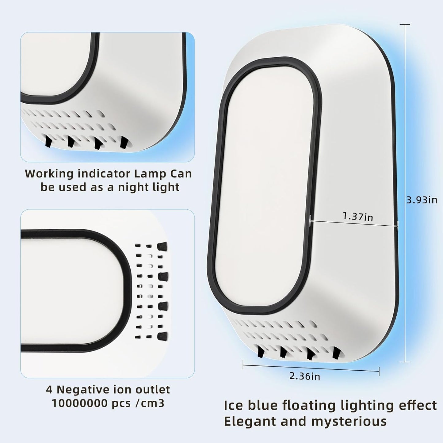 Plug In Air ionizers Negative Ion Air Purifie for Home,Small Ionic Air Purifier With Backlight,Quiet and Energy-Saving Air Freshener for Home,Bedroom,Office,Living Room(4)