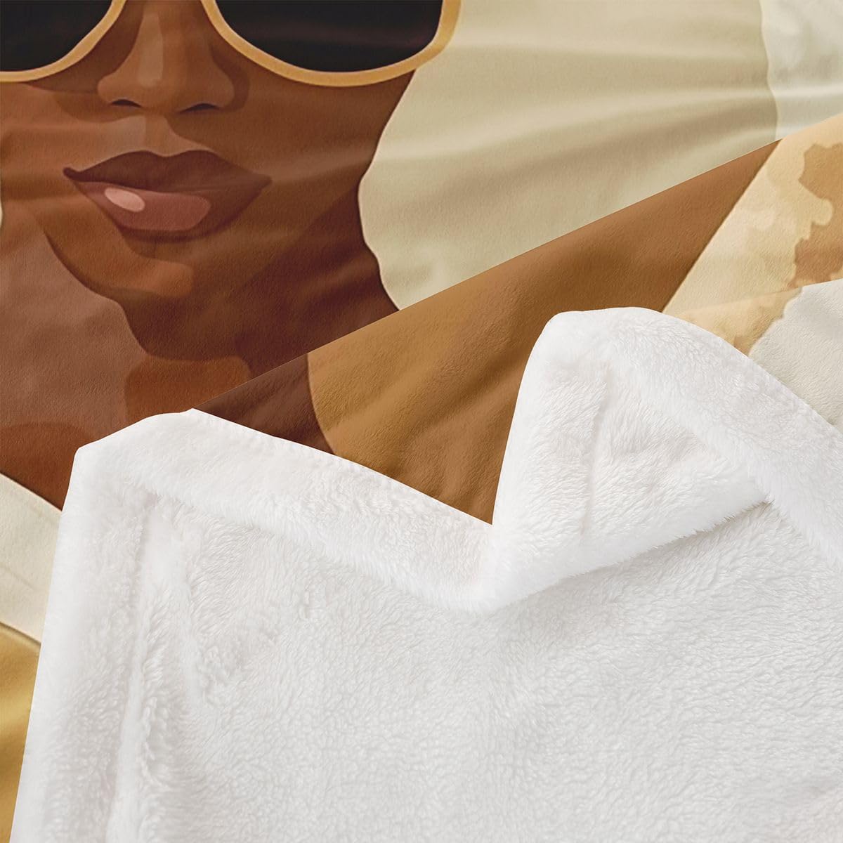 Feelyou Black Woman Sherpa Throw Blanket for Couch African American Super Soft Cozy Fleece Book Blanket for Winter, Plush Throw Throw 50"x60" All Season