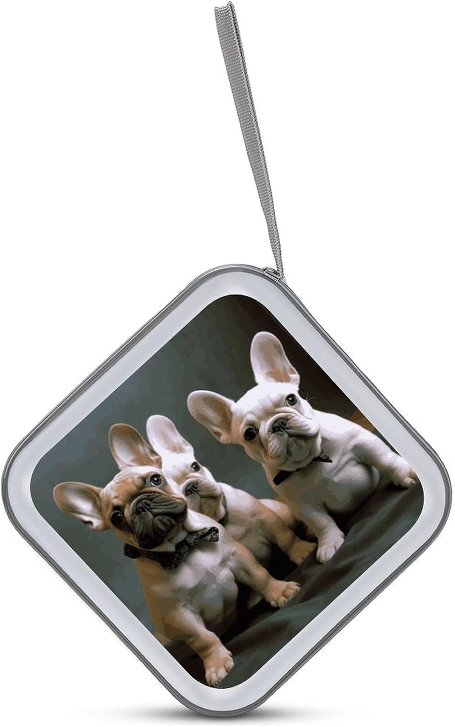 French Bulldog Puppies CD Case 40 Capacity Case Zipper CD Collection Bag with Handles Cover DVD Storage Hard Plastic DVD Disc Cases Storage Binder for Car Home Office Travel
