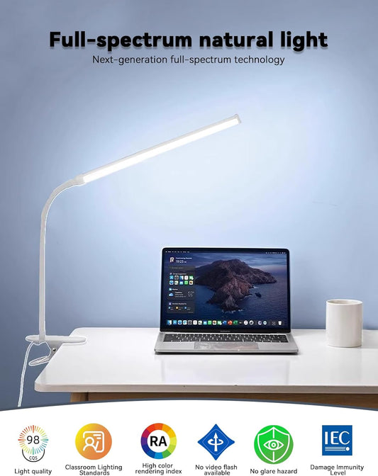 2 Pack LED Desk Lamp with Clamp, Desk Lamps for Home Office Three Colors Dimming, Computer Desk Monitor Light Bar Curved, Clip on Reading Accessories Lighting, Work from Home Essentials