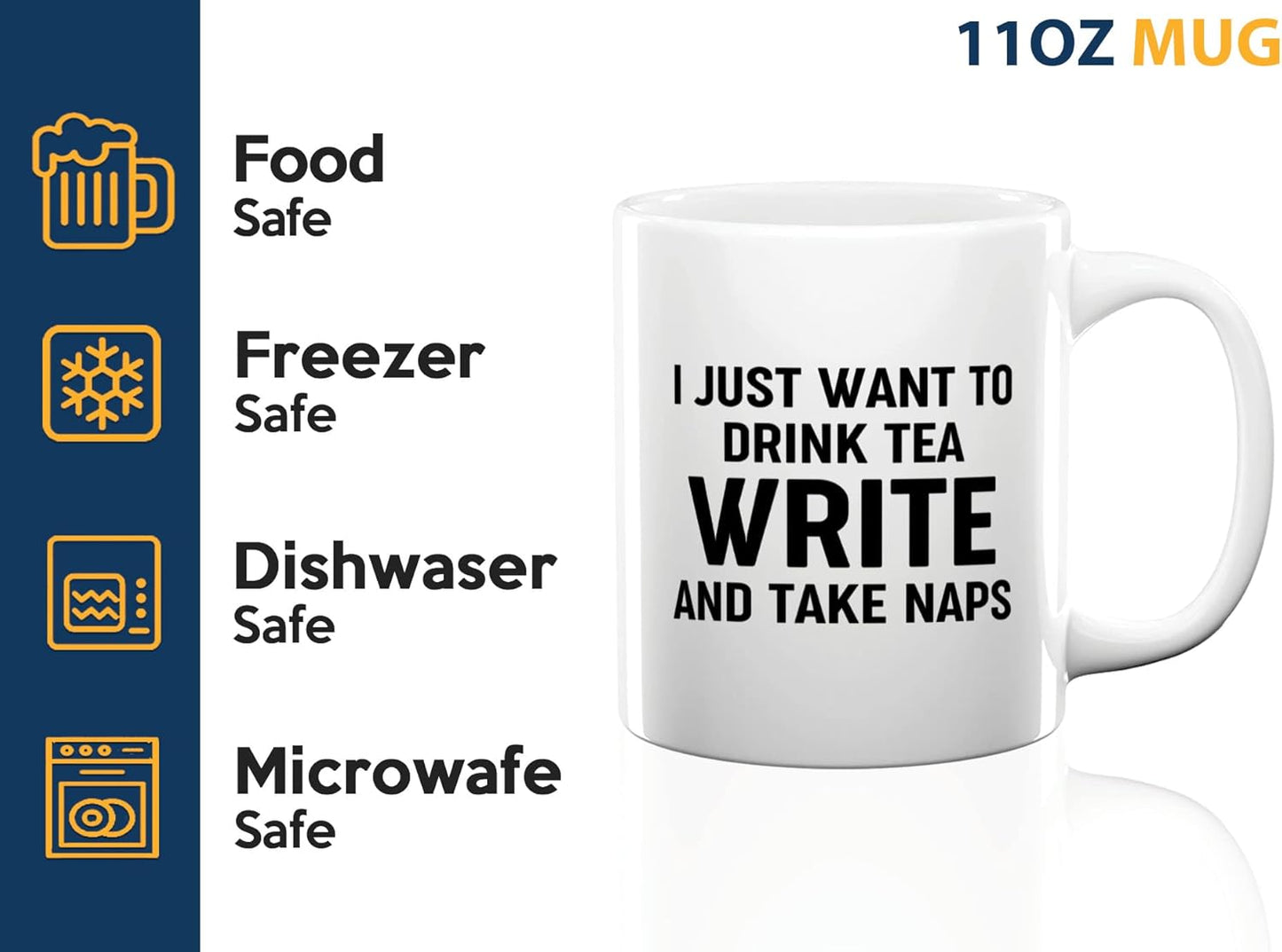 Journalist Coffee Mug 11oz White -Tea Write Naps - Reading Lover Book Club Gift Author Appreciation Writer Journalism Novelist Scriptwriter