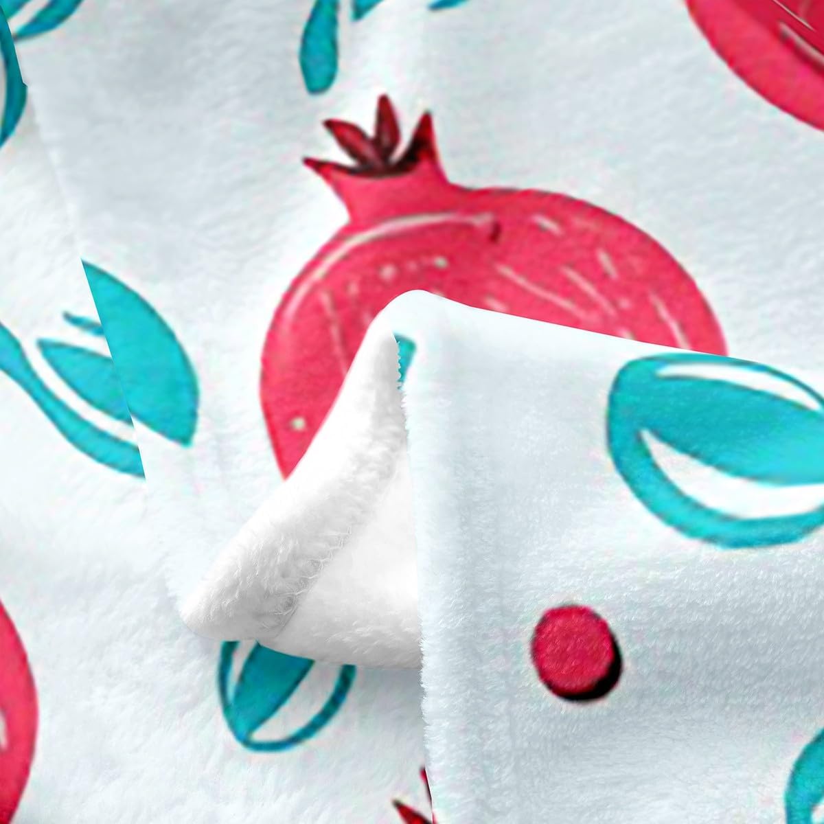 Erosebridal Cartoon Pomegranate Blanket for Teens Kids,Summer Tropical Fruit Throw Blanket Throw 50x60 Inch,Novelty Red Pomegranate Fleece Blanket,Red Dots Flannel Blanket for Dorm