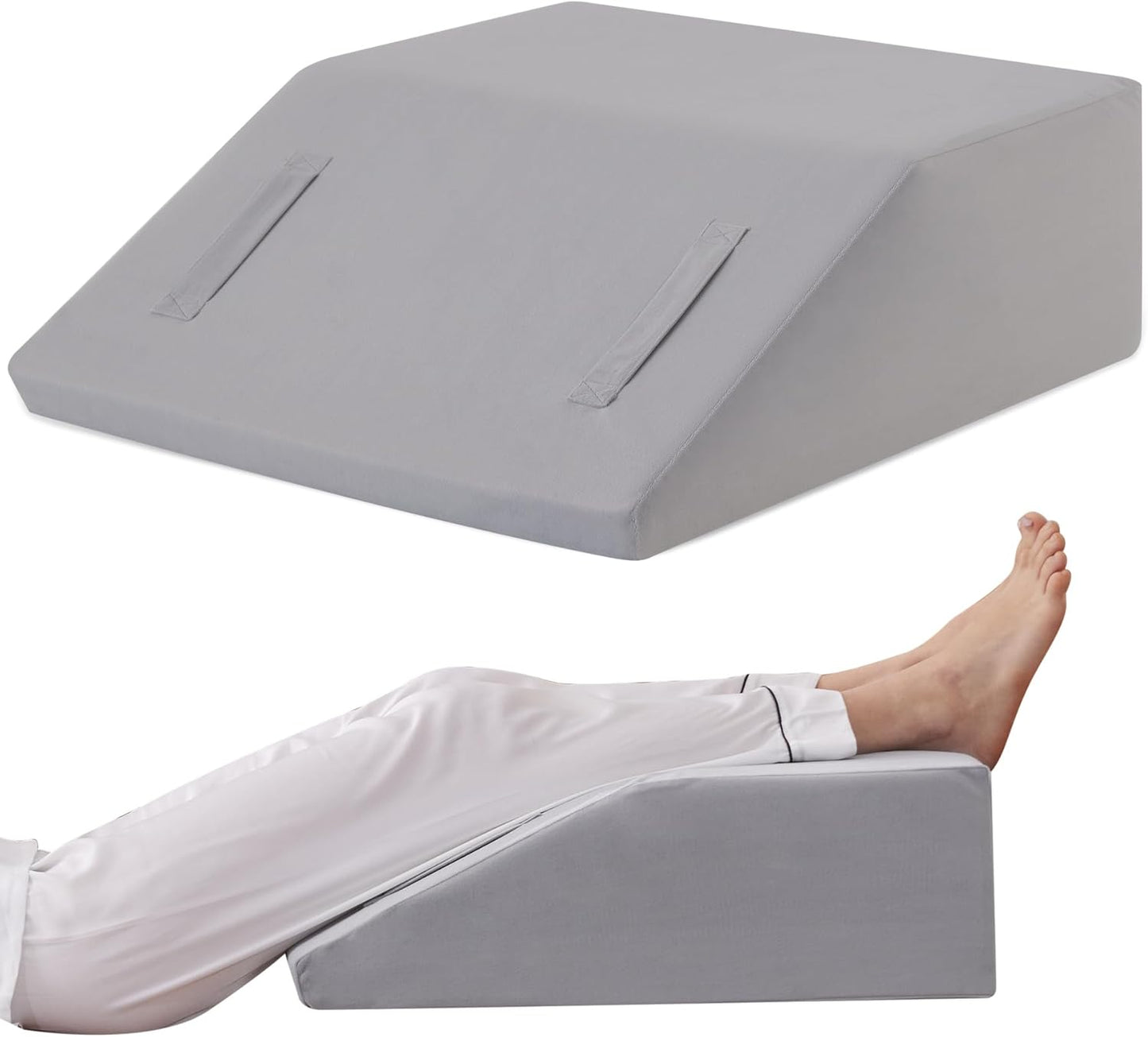 Leg Elevation Pillow for After Surgery, 6inch Foam Leg Elevating Pillow for Swelling and Blood Circulation, Leg Wedge Pillow for Sleeping, Knee Pillow for Knee Hip Ankle Pain Relief, Velvet