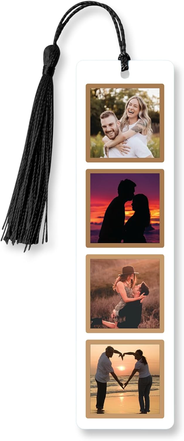 Personalized Bookmark with Photo - Custom Metal Bookmark for Book Lovers Readers Women (Metal & 4 Photo Collection)