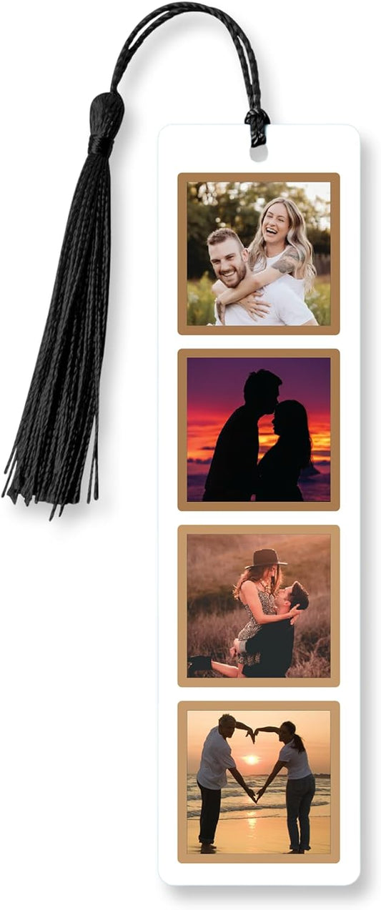 Personalized Bookmark with Photo - Custom Metal Bookmark for Book Lovers Readers Women (Metal & 4 Photo Collection)
