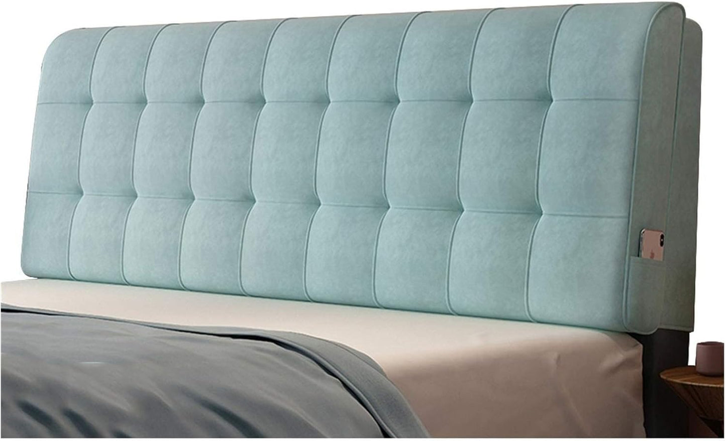 Upholstered Headboard Pads Bed Backrest Cushion Back Support Bed Reading Pillow High Elastic Sponge Filling 5 Colors 9 Sizes (Color : Purple Size : 180x60cm) (Light Blue 195x60cm)