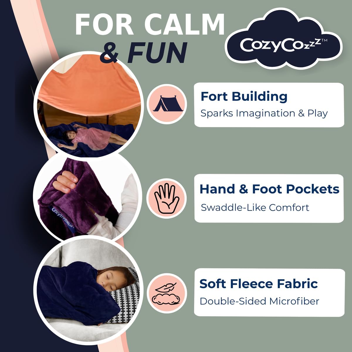CozyCozzz – The Ultimate Comfort Blanket for Kids with Hand & Foot Pockets