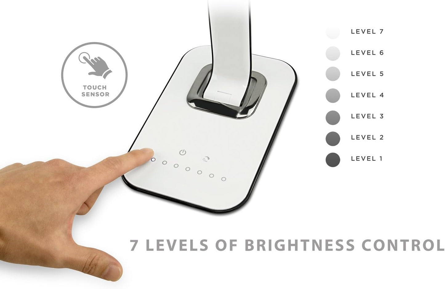 Turcom LED Desk Lamp With USB Charging Port Dimmable Touch Controls w/Color Adjustment, Eye Care Task Lamp, 5W, 1000 Lux,Multicolor