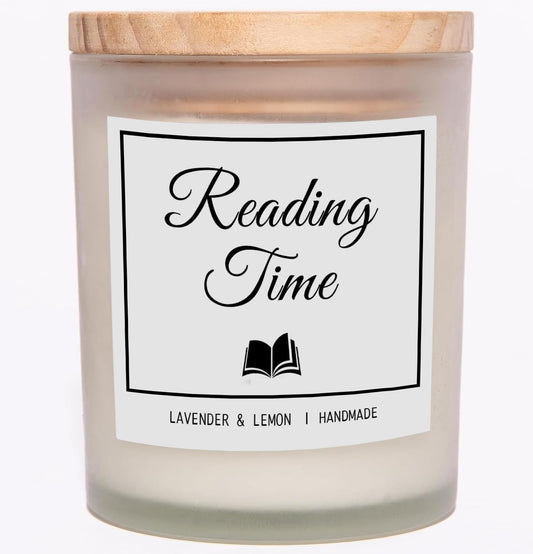 Reading Time Candle - Book Lovers Gifts, Gifts for Readers, Lavender & Lemon Scented Candle, Natural Soy Wax & Natural Essential Oils