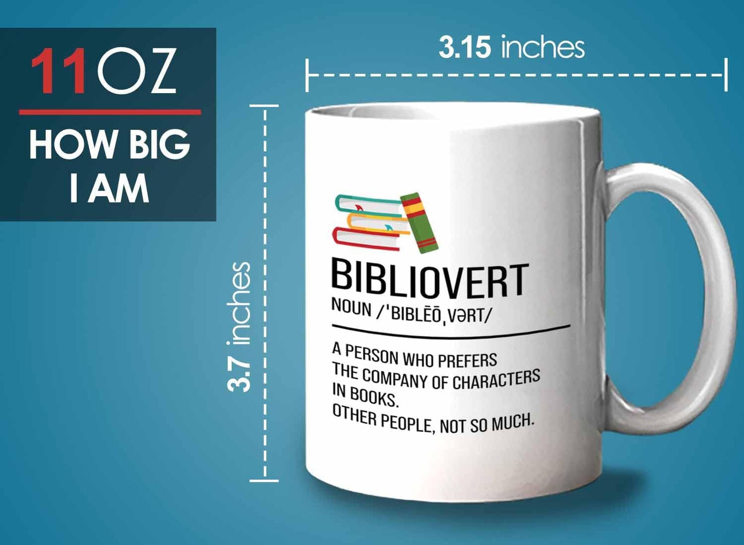 Book lovers Coffee Mug 11oz White - Bibliovert Definition - Author Writer Book Library Editor Introvert Book Lovers Cat Lover Chill Relax Bookworm Reading