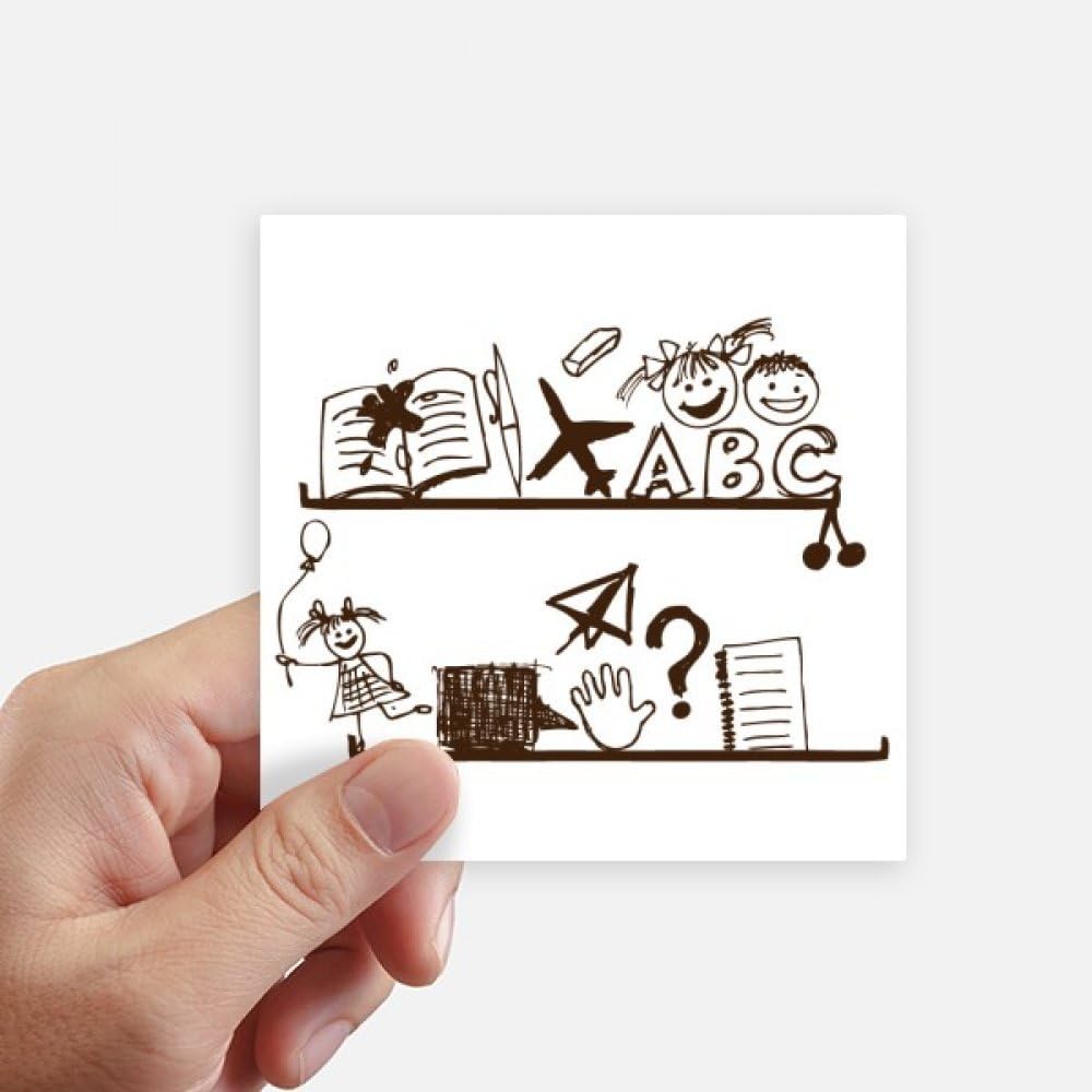 Childlike Children Cute Illustration Bookshelf Sticker Square Waterproof Stickers Wallpaper Car Decal
