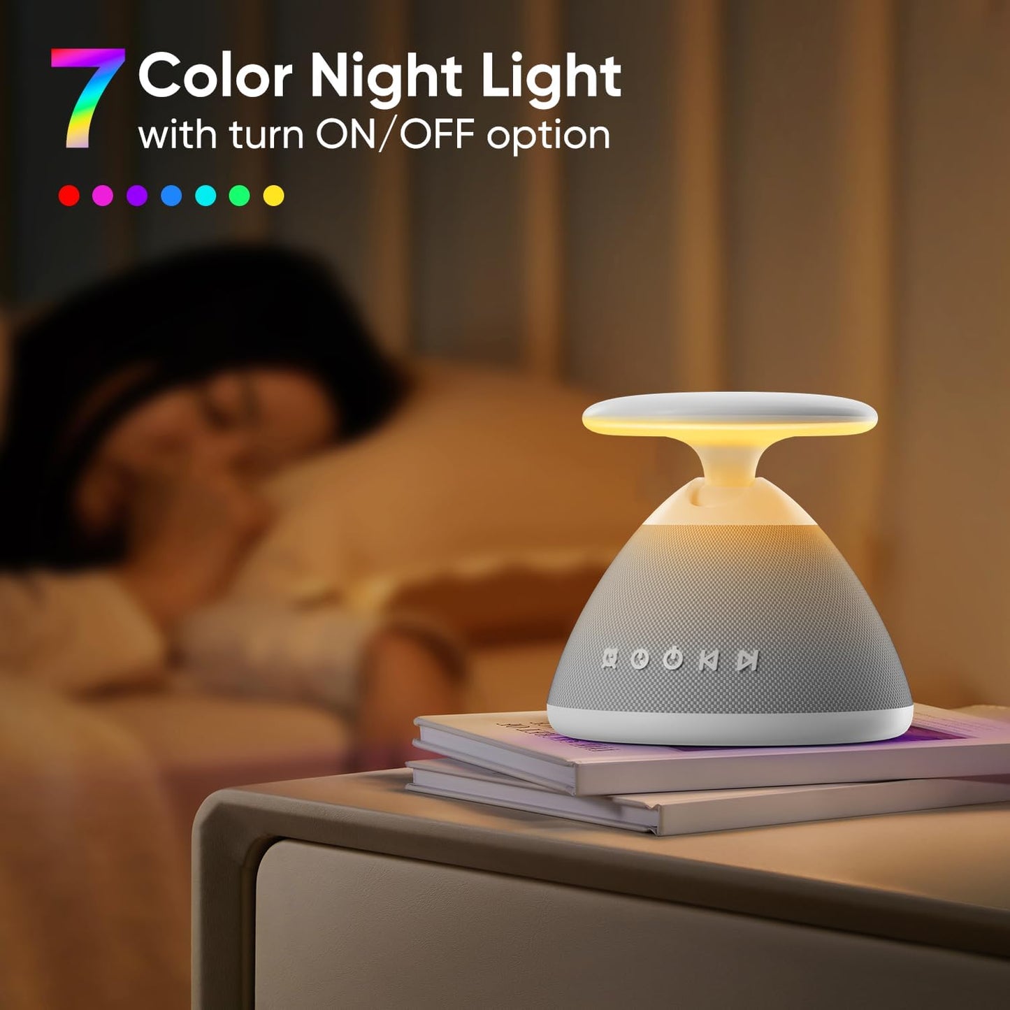White Noise Sound Machine for Sleeping, 50 Non-Looping Soothing Sounds, 7 Color Night Light with Adjustable Brightness, Timer & Alarm Clock, Touch Screen Control for Baby, Kids, Adults, Home&Travel