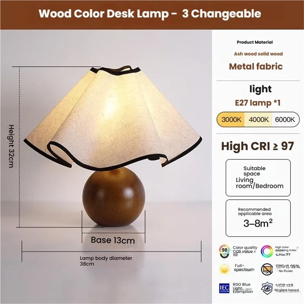 Modern Style Light Reading Bed Warm Light Table Light Table Lamps for Bedroom Living Room Office Indoor Home Decorative Fixture(Wood Color)