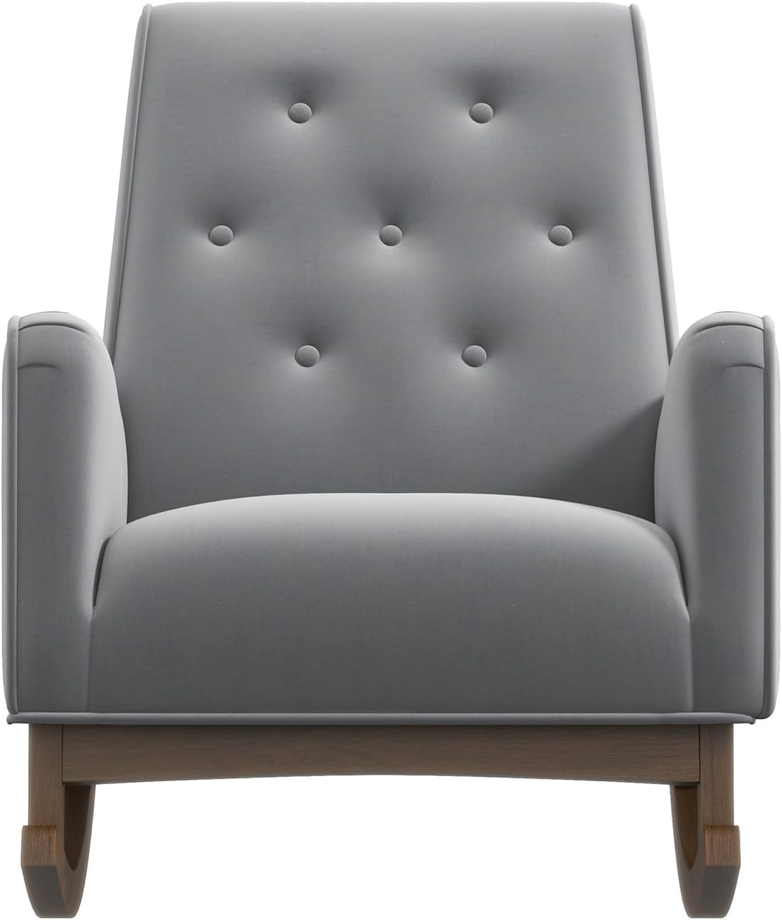 100% New 1pc Light Grey Fabric Solid Wood Rocking Chair for Living Room Bedroom Reading Nursery,36.6" H x 27.5" W x 39" D Accent Chair
