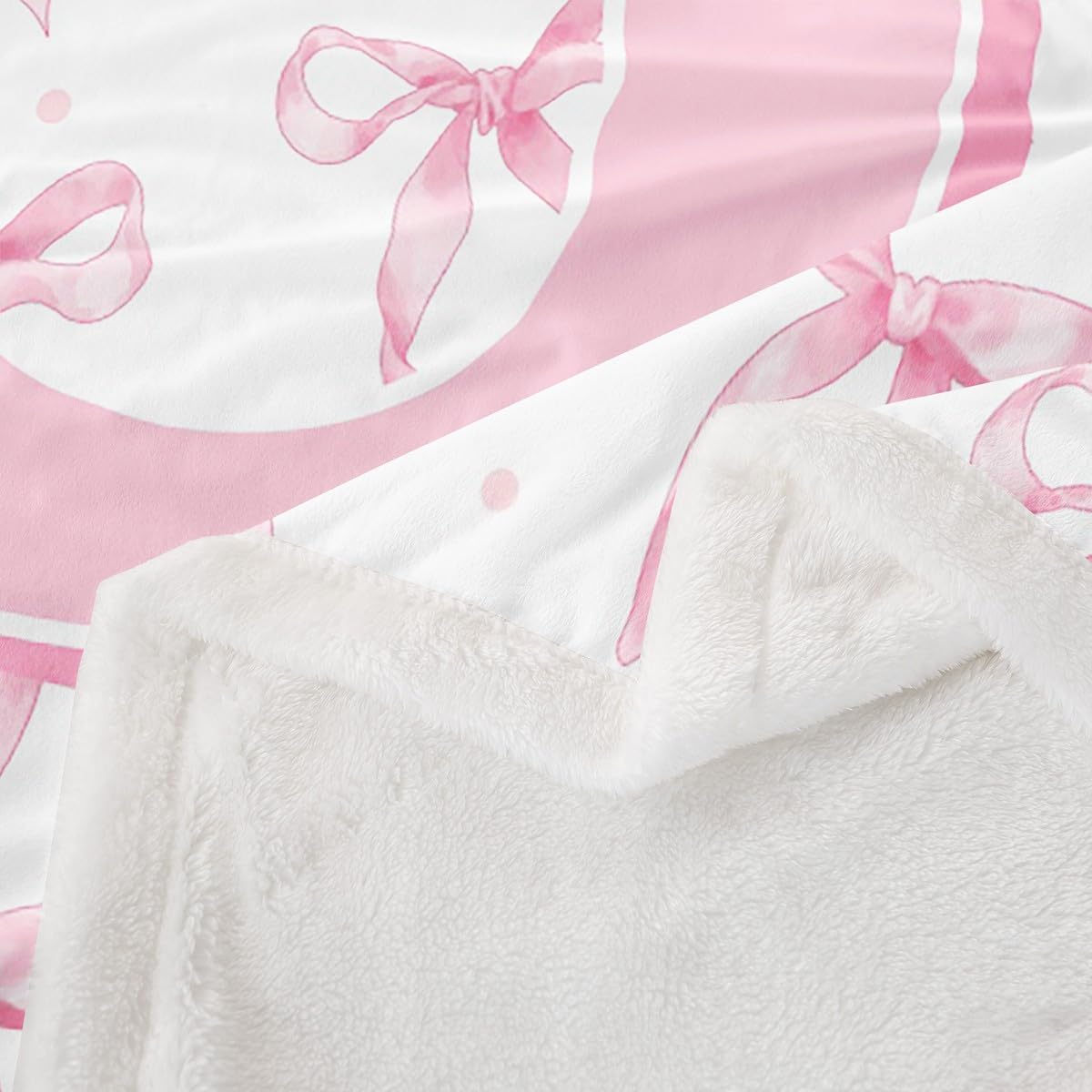 Erosebridal Cute Pink Bow Blankets for Girls Kids,Initial Letter O Blanket Throw,Pink Coquette Bow Knot Fleece Blanket 30"x40",Personalized Monogram Bows Sherpa Fuzzy Throw for Bed Couch Sofa