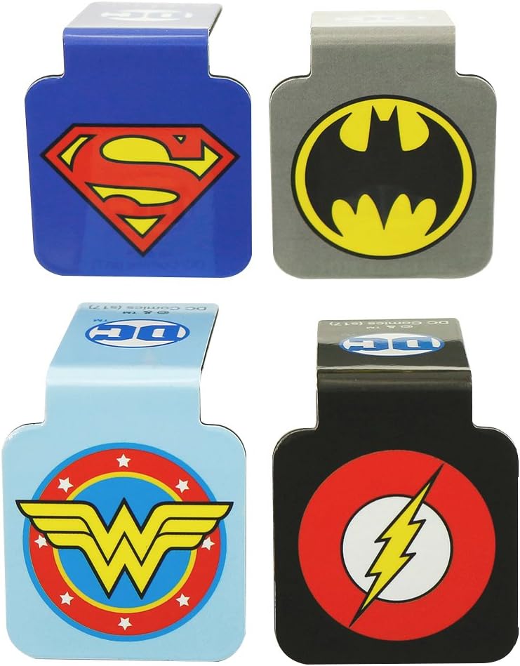 Ata-Boy Justice League Bookmark, Logo Magnetic Bookmarks (4 Set) DC Comics Gifts & Merchandise