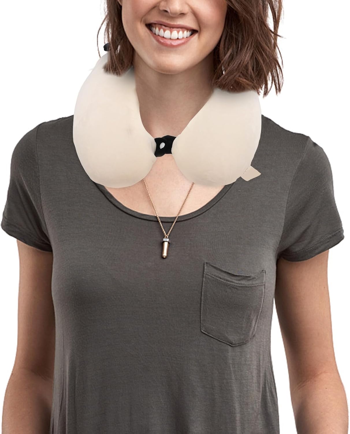 FAVOMOTO Travel Neck Pillow U-Shaped Memory Foam Soft Support Cartoon Dog Design for Car Airplane Train Use Comfortable Headrest for Teens and Adults