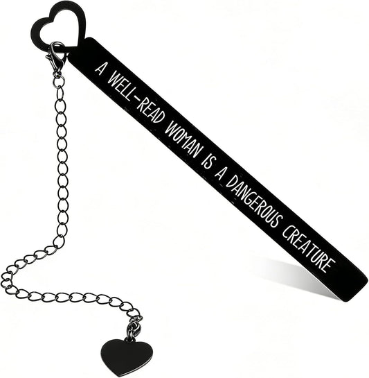 Funny Bookmarks for Book Lovers, Cute Black Stainless Steel Metal Bookmarks for Women, Readers,Writers,Dark Romance Reading Gift for Her, Best Friend, Teacher, Men, Student, Bookworm