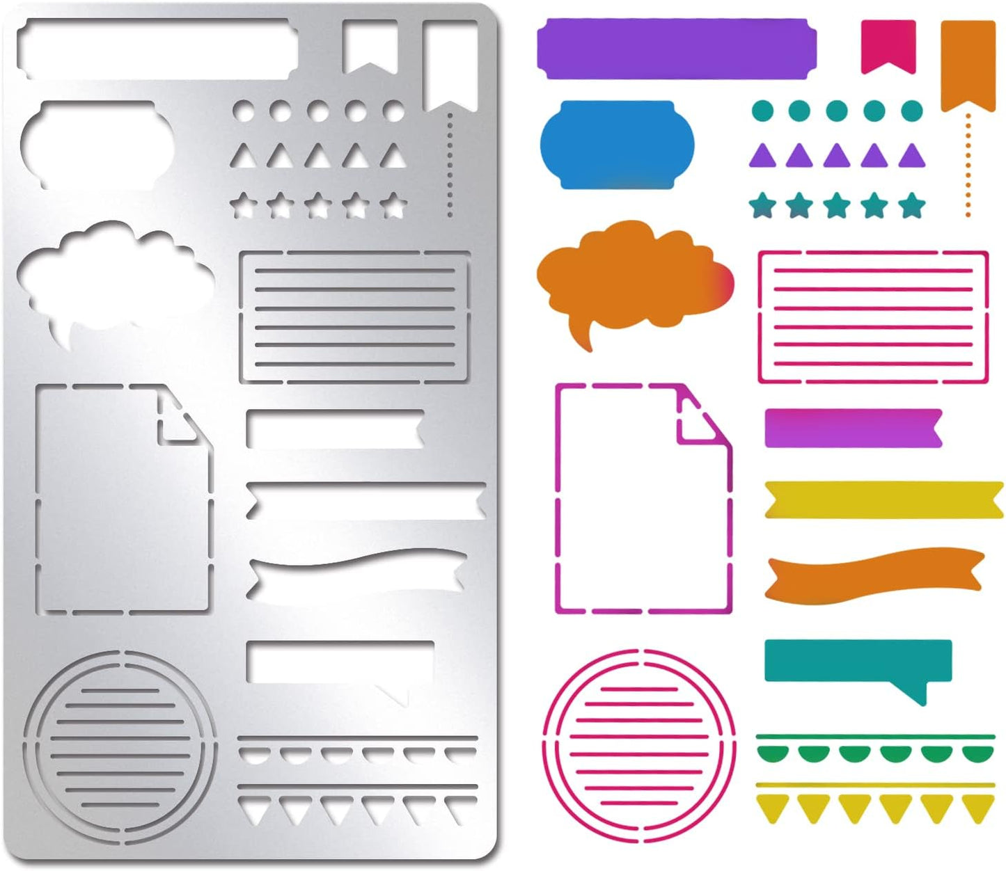 INFUNLY Metal Journal Stencils Bookmark Metal Templates Planner Stencils Reusable Metal Templates for Journaling Diary Wood Carving Drawings Woodburning Engraving Scrapbooking