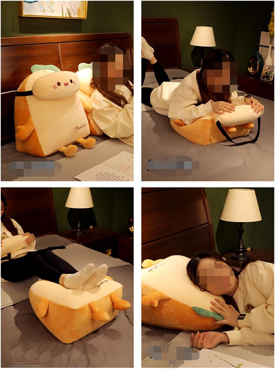 Funny Plush Bed Backrest Pillow Cute Reading Back Pillow Sofa Lumbar Support Pillow Back Cushion Reclining Pillow (Shy Pattern, 50×40×20cm/19.7"×15.7"×7.87")