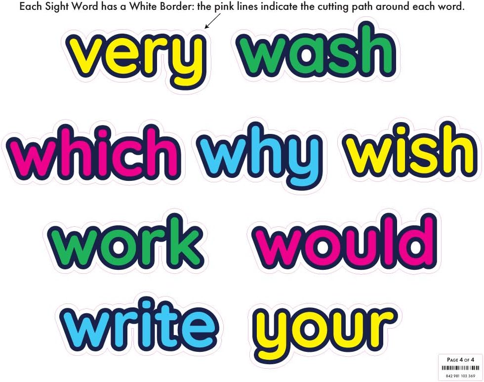 StikArt 46 Dolch Sight Words Wall Decals (Second Grade List)