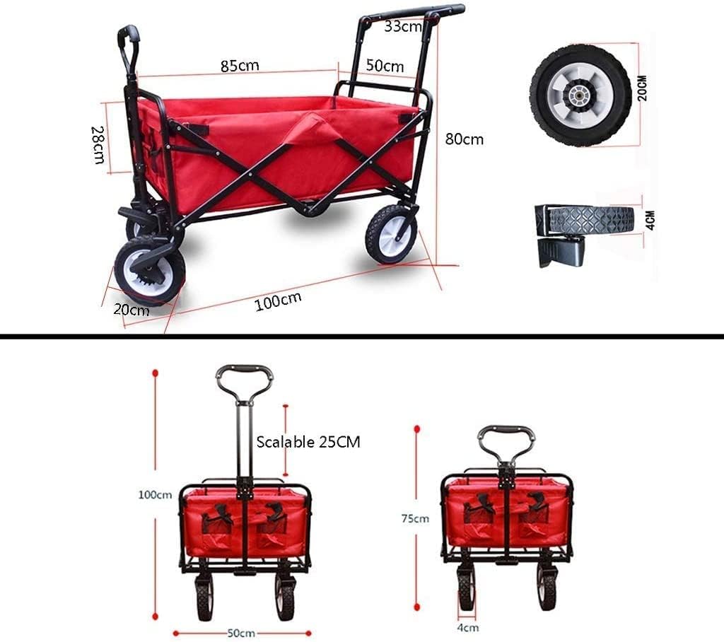 Portable Folding Garden Troey Cart Heavy Duty Wagon with Canopy Multi-Function ping Cart for Outdoor Camping Beach Pu Truck (Color : A)