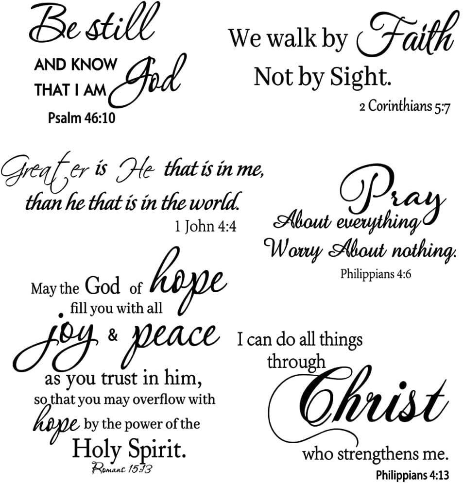 Inspirational Quote Wall Decals Religious Bible Verse Wall Stickers Peel and Stick Motivational Wall Decal for Bedroom Living Room Kitchen Dinning Office Bathroom.