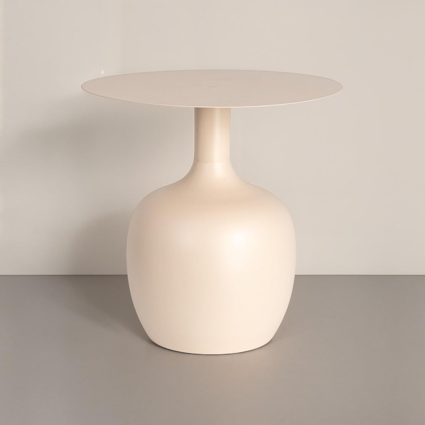 Creative Co-Op Chic Metal Round Side Table, Cream