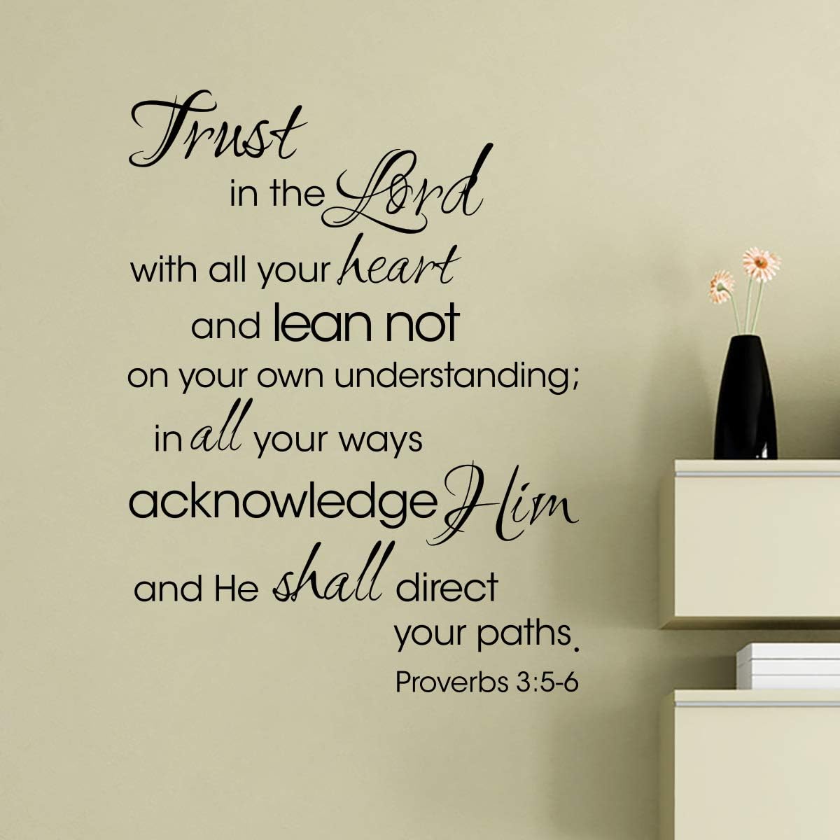Decalmile Trust in The Lord Wall Decals: Quotes, Religious & Inspirational Bible Wall Letters - Adults Bedroom & Living Room Decor