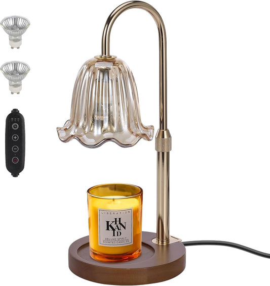 Candle Warmer Lamp with Timer Dimmer,Height Adjustable No Flame Candles Warming Light,Birthday Gifts for Women,New Home Room Decor,Wax Melt Warmer for Scented Jar Candles(2 * 50W Bulb) (1 Pack-B)