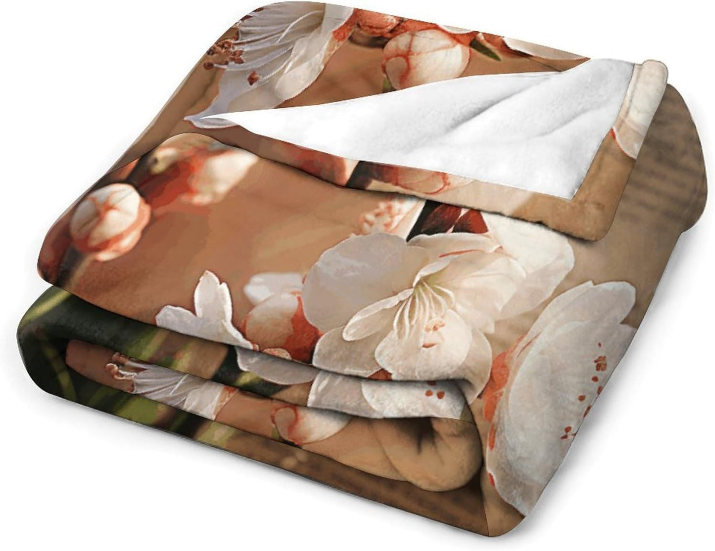 A Peach Blossom Throw Blanket for Couch Super Soft Warm Lightweight Throw Blankets Cozy Flannel Bed Blanket Cute Decorative Blankets for All Seasons Home Decor Gift 60"*80"（150 * 200cm）