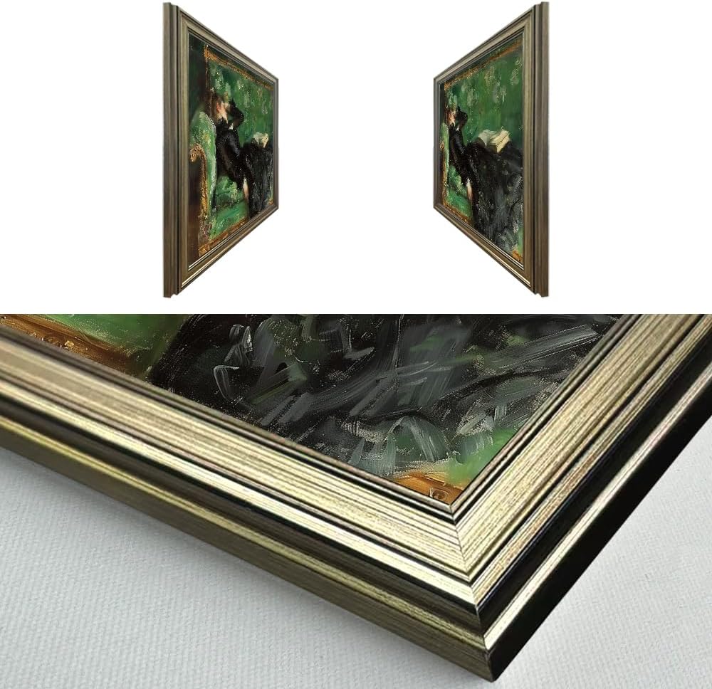 Framed Vintage Oil painting Woman Reading Canvas Print Poster Moody Canvas Wall Art for Living Room Bedroom Decor Home Artwork