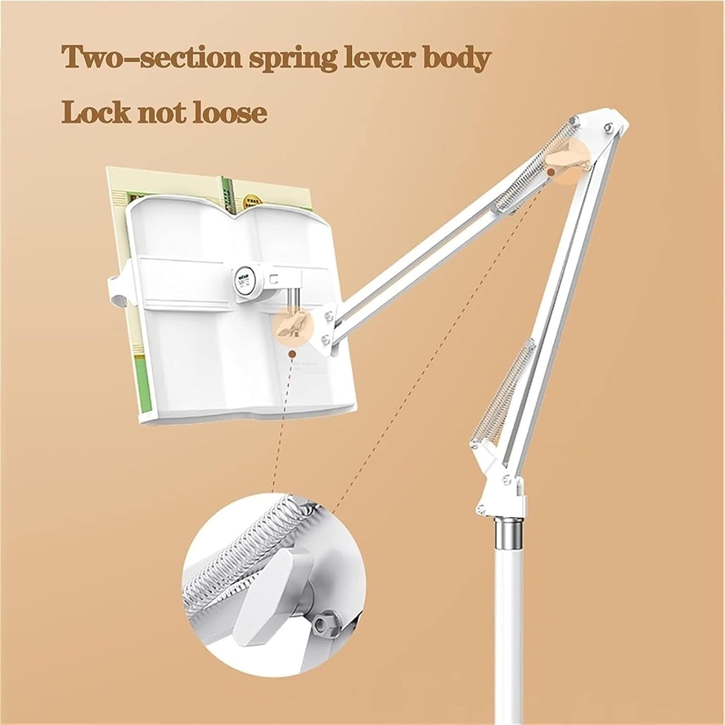 Floor Stand for Book Reading,Book Stand Height Adjustable,Extra Large Sturdy Rolling Lectern Stand,Cookbook Reading Desk Portable Sturdy Lightweight Bookstand-Textbooks Books (White) (White )