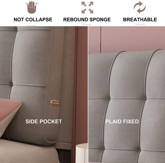 Reading Pillow Flannel Bedside Cushions Bed Backrest Cushion Upholstered Wedge Cushion Lumbar Pad Double Bedroom(Size:No headboard 74.8"/190cm,Color:A)