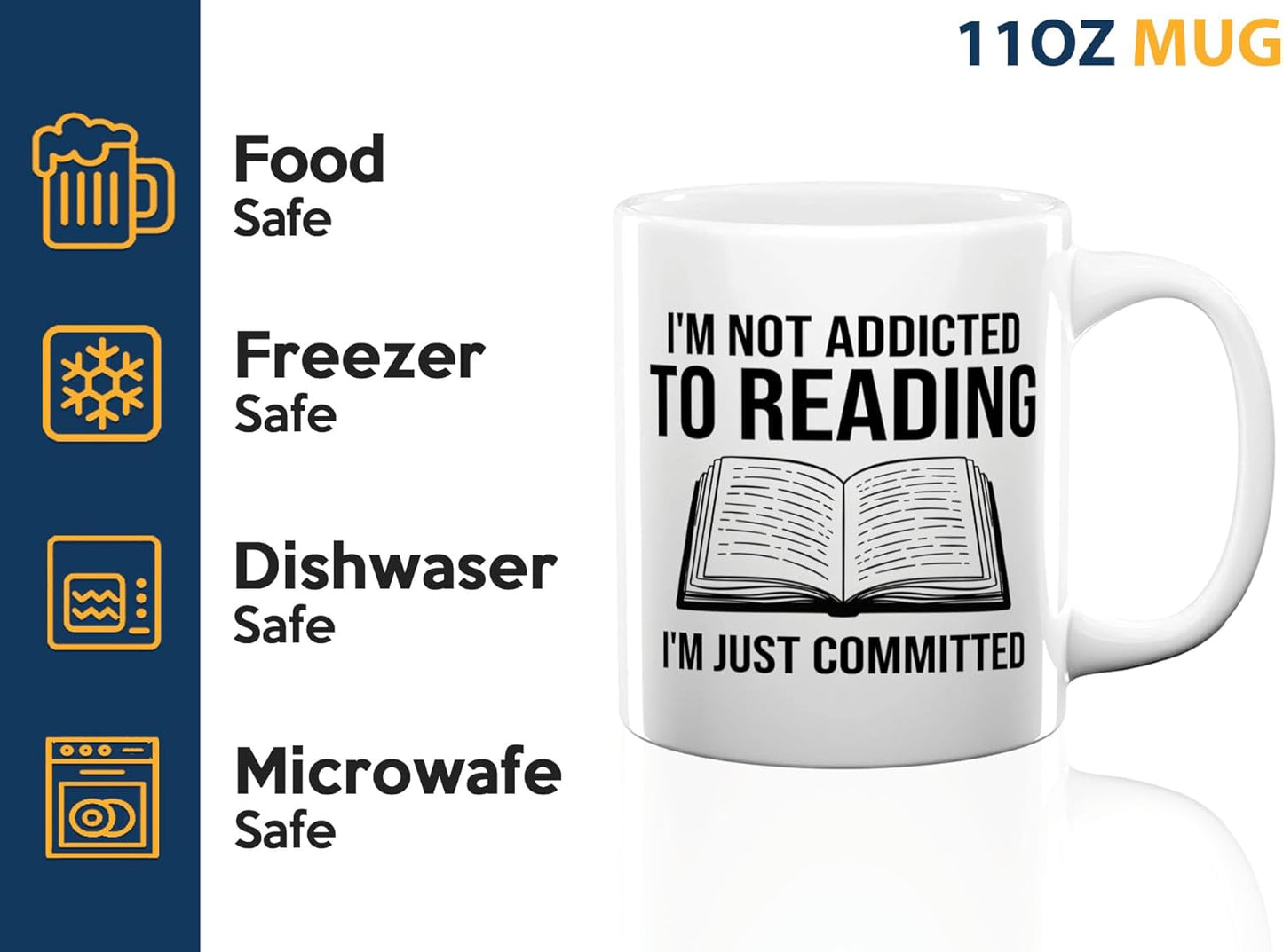 Book Lover Coffee Mug 11oz White -Im not addicted - Bookworm Literature Library Book Lover Reader Booked Editor Intellectual Studious