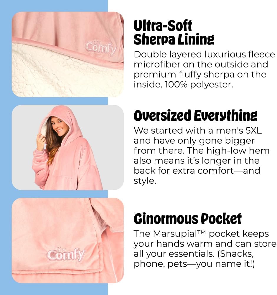THE COMFY Original | From Shark Tank | Patented | Oversized Sherpa Wearable Blanket Hoodie| Gift for Women & Men | One Size