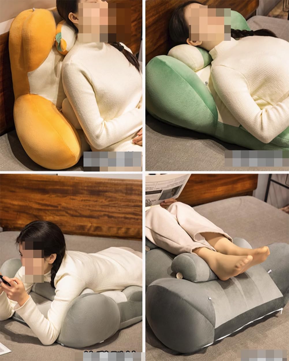 Cute Lumbar Support Pillow Cartoon Bed Backrest Pillow Washable Sofa Rest Reading Pillow Office Chair Waist Cushion (Dark Gray, 50×60cm/19.7"×23.6")