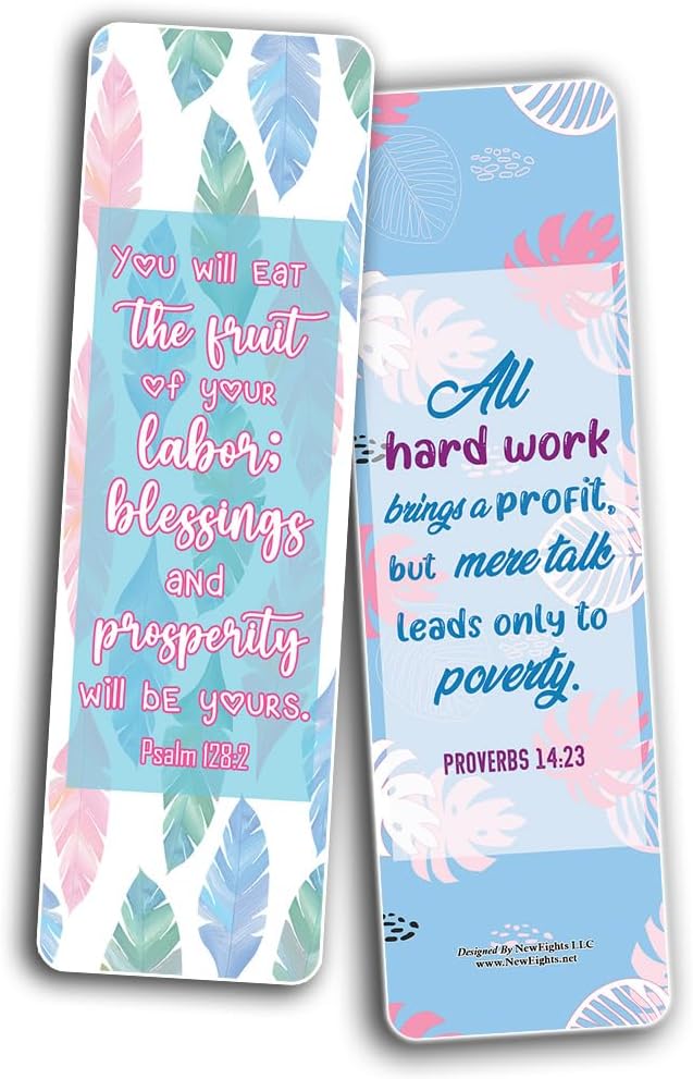 NewEights Bible Verses About Work That Motivate and Uplift You Bookmarks (12-Pack) - Daily Motivational Card Set – Collection Set Book Page Clippers – Ideal for Church Gifts for Boys Girls