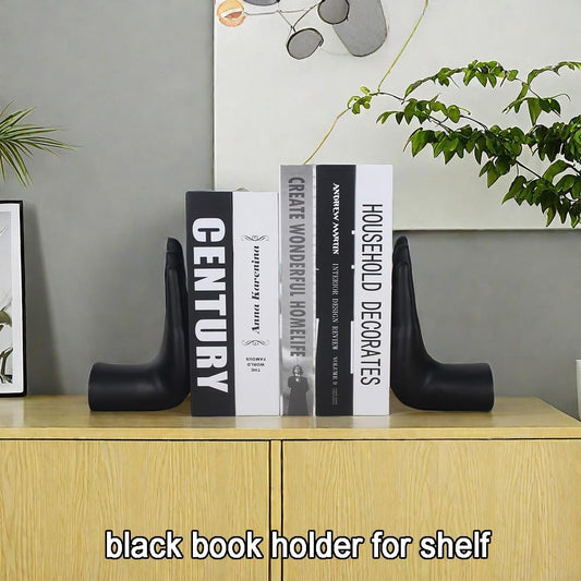 Decorative Bookends Praying Hands Book Ends for Shelves, Black Modern Bookend Heavy Duty Book Ends Stopper Holders for Shelves Office Home Living Room, Resin, 8.5" x 6.8"