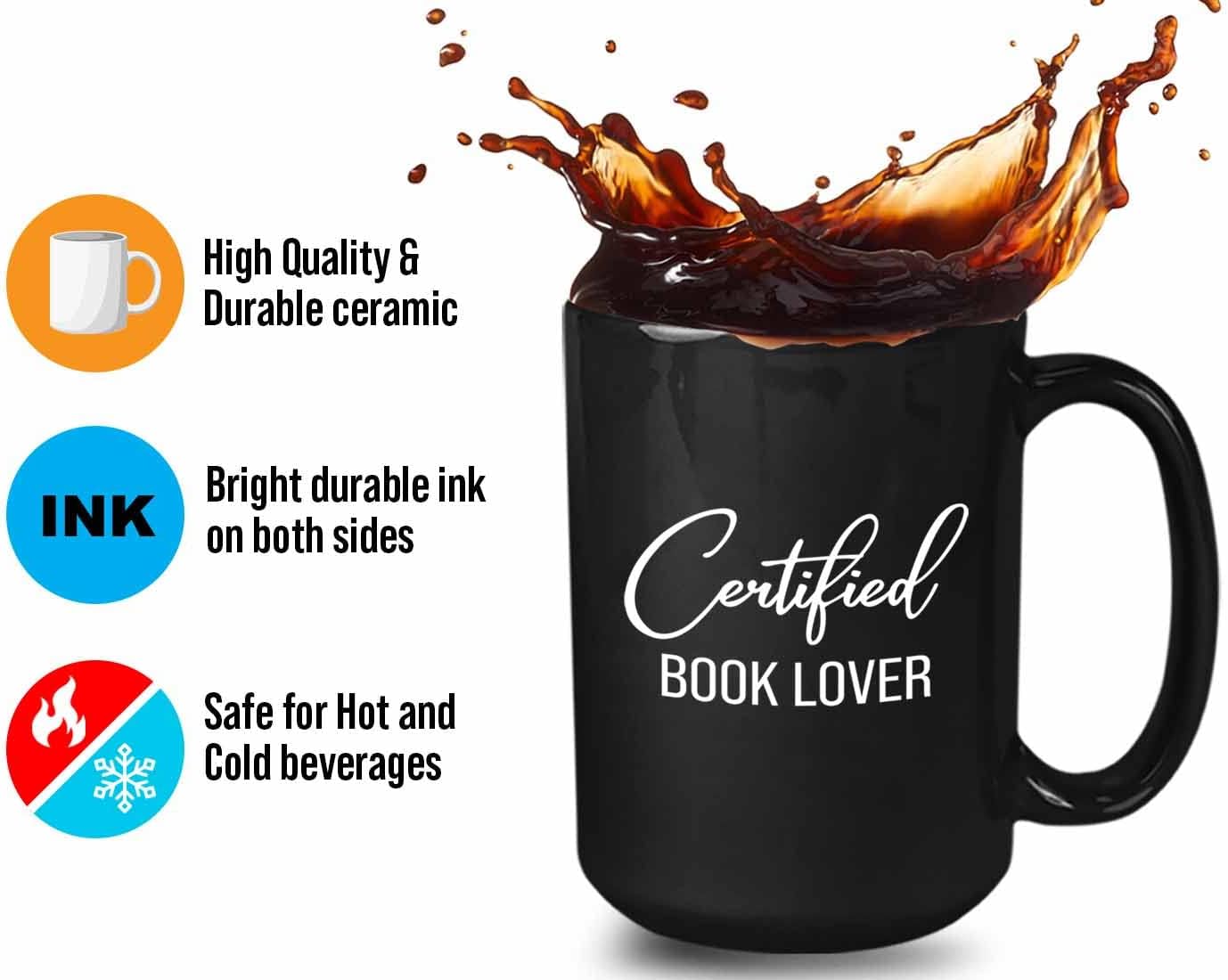 Bubble Hugs Book lovers Coffee Mug 15oz Black - Certified Book - Author Writer Library Editor Introvert Lovers Cat Chill Relax Bookworm Reading