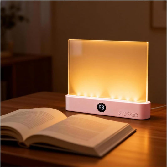 Smart Flat Book Light, Rechargeable Clear LED Reading Lamp with 3 Colors & Timer, 99% Light Transmittance Dimmable Full Page Panel Plate Lamp, Ultra-Clear Transparent Panel Night Reading Lights