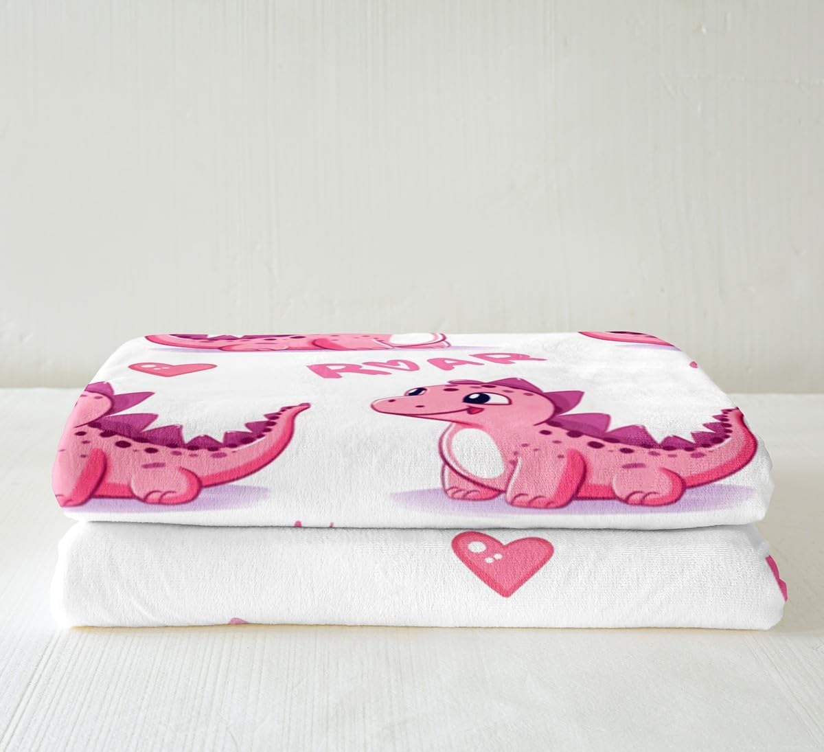 Dinosaur Girls Pink Dino Fleece Throw Blanket for Bed Sofa Couch Kids Cute Cartoon Jungle AnimalsPattern Sherpa Blanket Room Decor Baby 30"x40" Soft and Cozy Fuzzy