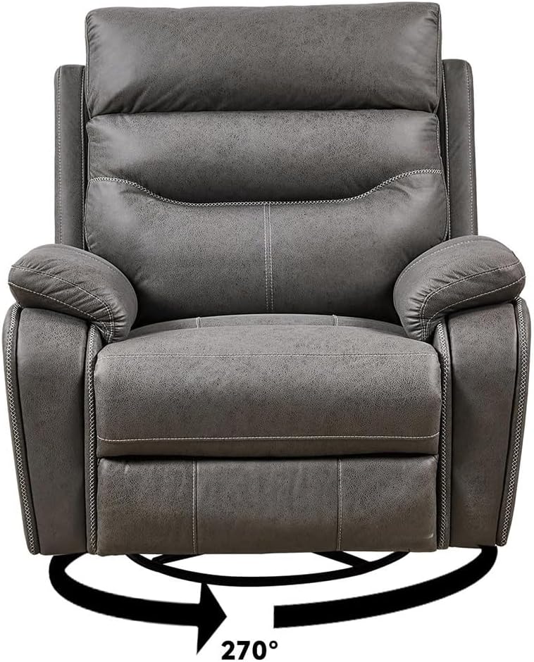 Dual Motor Power Swivel Rocker Recliner with One-Key Reset, Infinite Position Electric Leather Chair with USB Port, Modern Glider Recliner for Living Room & Nursery