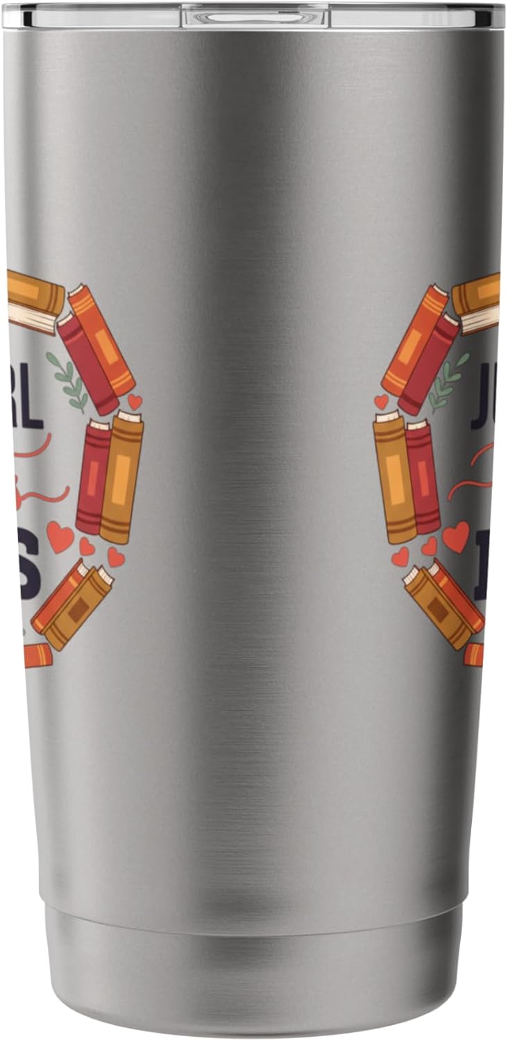 Just A Girl Who Loves Books Literary Heart Bibliophile Women Stainless Steel Insulated Tumbler