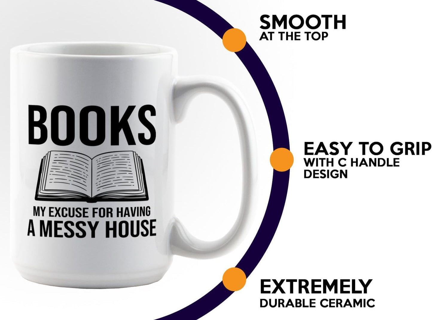 Book Lover Coffee Mug 15oz White -Books My excuse - Bookworm Literature Library Book Lover Reader Booked Editor Intellectual Studious