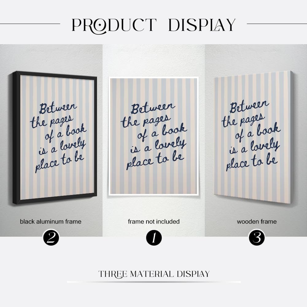 Club blue Bookish Wall Art Between The Pages of a Book Is a Lovely Place to Be Poster，Trendy Book Canvas Print blue Aesthetic Poster for Reading Nook Library Room Wall Decor 12x16inch Unframed