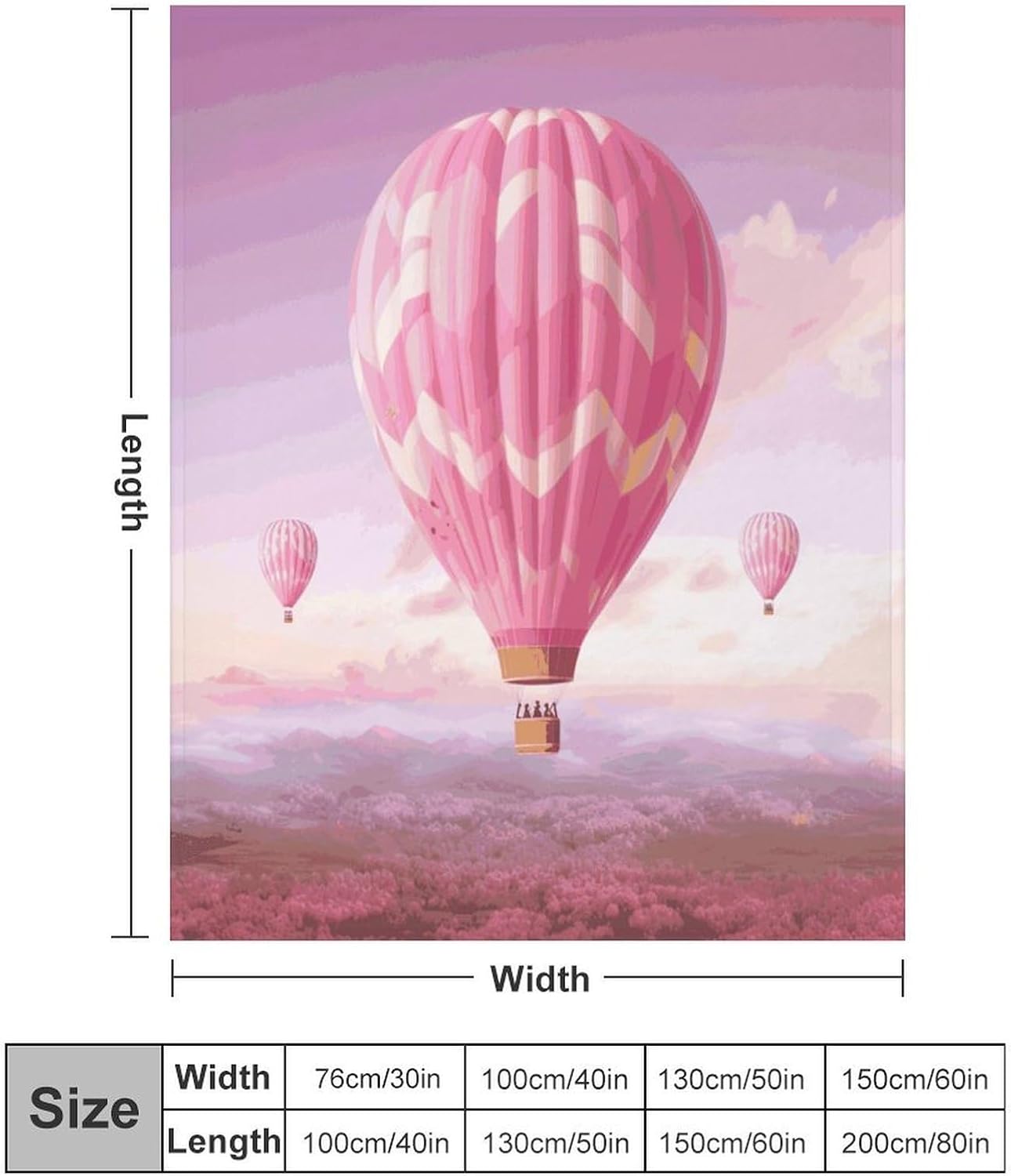 Pink Hot Air Balloon Blanket Super Soft Lightweight Throw Blanket Cute Cozy Warm Bed Blanket Decorative Fuzzy Blanket All-Season Home Decor Gift for Sofa Couch Living Room 30"*40"（76 * 100cm）